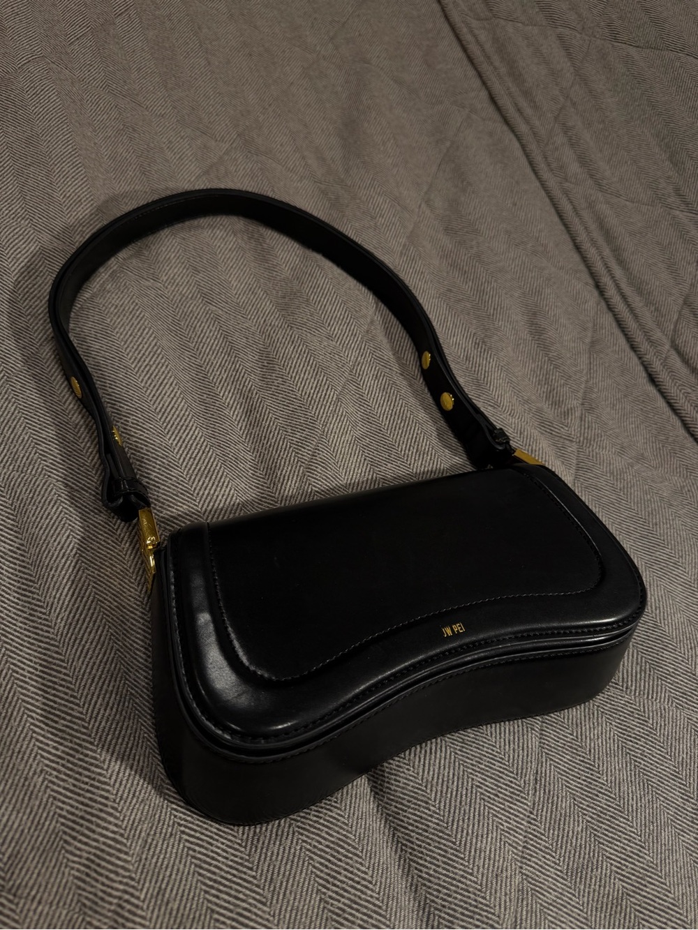 JW PEI Black Shoulder Bag with Gold Hardware